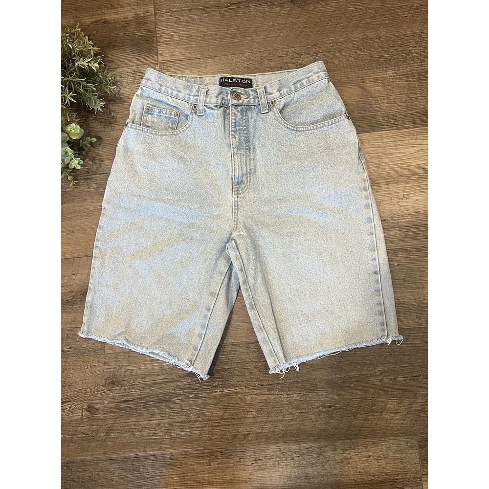 Halston Jeanswear Vintage 2000s Y2k Blue Cutoff Bermuda Jean Shorts Jorts Sz 6